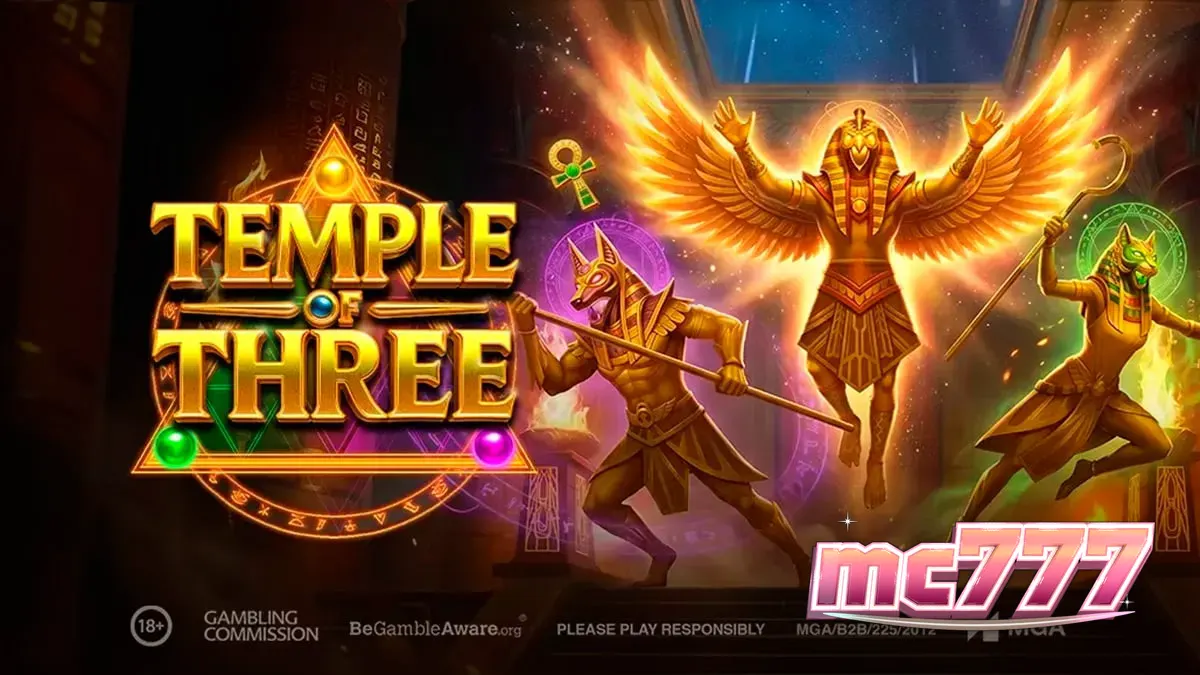 Tampilan visual slot Temple of Three dengan tema Mesir Kuno