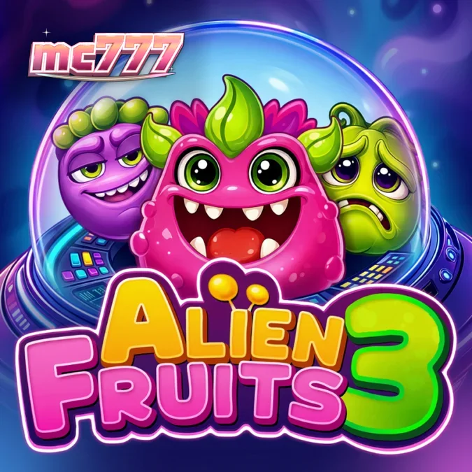Tampilan visual slot Alien Fruits 3 dengan tema buah luar angkasa yang cerah